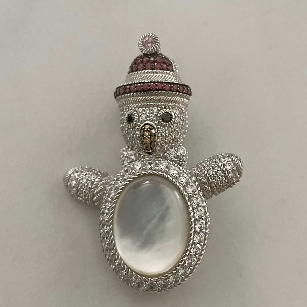 Beautiful Festive Judith Ripka Snowman Brooch